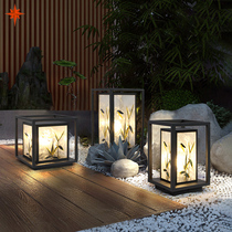 Modern New Chinese Outdoor Villa Solar Grass Terrace Lamp Garden Courtyard Lamp View Light Outdoor Floor column headlights