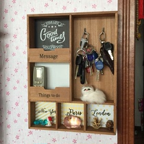  Door key storage box Creative home accessories Wall decoration rack hook wooden small grocery rack