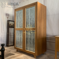 Grandmas big wardrobe retro cabinet wardrobe locker solid wood curtain cabinet American glass wardrobe