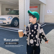 Childrens shirt boy handsome shirt 2022 new spring and autumn season baby boy trendy foreign air blouses