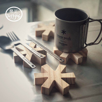 Outdoor snowflake coaster rubber wood insulation mat picnic mat home Nordic wood coaster insulation mat pot mat