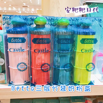 Japanese betta milk powder box complementary food portable storage tank snack storage box three-layer sub-packed milk powder grid