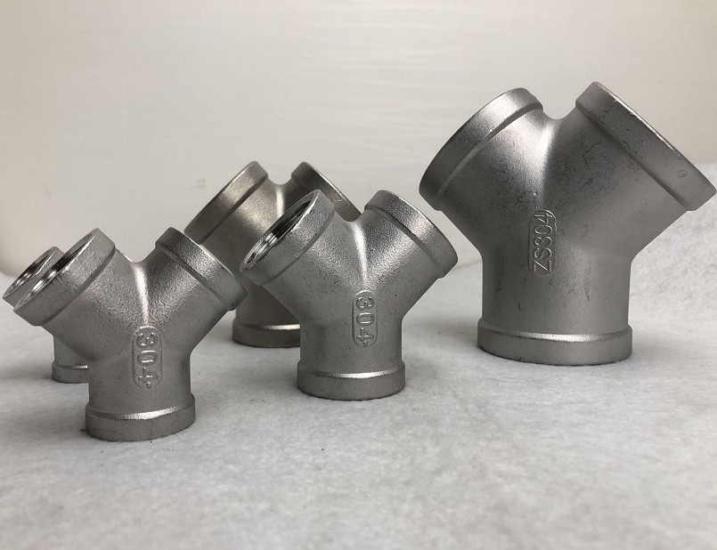 304 stainless steel y-type three-way casting three-way trident water pipe threaded Y-type connector
