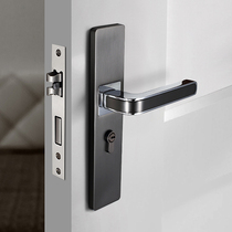 Gray silent door lock household universal indoor bedroom room door lock simple wooden door handle lock light luxury
