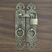 Antique Chinese lock buckle pure copper retro chain buckle door lock door door cabinet door bolt all copper thick latch