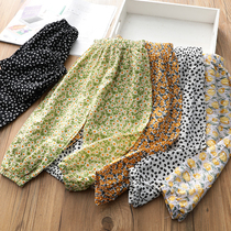 Salt Lattice Pure Cotton ~ Girl Crummy Flowers Slim LIGHT CAGE PANTS SUMMER NEW BABY FOREIGN AIR CASUAL 90% MOSQUITO-PROOF PANTS