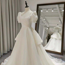 Simple satin light wedding dress 2021 new forest super fairy quality thin bride wedding banquet travel door screen