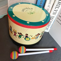 Wooden baby hand drum double-sided drum childrens percussion instrument snare drum beat drum early education music toy small drum
