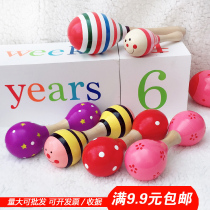 Kindergarten sound dumbbell wooden sand hammer color dumbbell children morning morning exercise equipment dance supplies props