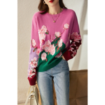 Boo Pala icons for retro oil painting color three-dimensional embroidery plane space deductive dislocation concept autumn and winter sweater