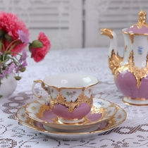 Brand new German Meissen luxury Rococo purple heavy gold Bform hand painted teapot Mocha coffee pot cup set