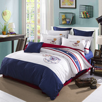 European and American style childrens model room pure cotton bedding four-piece set of boys and girls cotton cartoon embroidery bedding