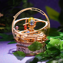 Ruo Ruo music box diy hand assembled wooden model toy mechanical music box birthday gift female