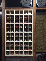 Solid wood lattice rack Wall shelf teapot display rack Wall partition toy wall storage rack Simple and creative