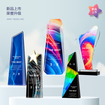 Crystal trophy custom custom creative trophy color printing upscale team competition champion annual meeting outstanding staff lettering
