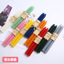 Natural beeswax candle smokeless and odorless handmade rod wax romantic wedding not dripping wax colored beeswax long rod candle