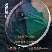 Green film 1 74 ultra-thin aspheric lens high myopia glasses 1 67 online can be equipped with degree astigmatism resin sheet