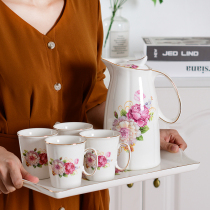 Household tea cup set ceramic cool Kettle living room water tool simple Cup wedding housewarming gift high temperature European style