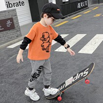 Childrens spring and autumn suits 2022 new boys Yangqi Han version Baby trendy necropolis Two sets of boy bottling clothes