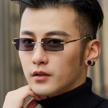 No frame discoloration glasses mens wave anti-blue light cutting edge inlaid drilling sunglasses sunglasses sunglasses myopia flat light anti-UV rays
