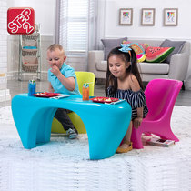 US imported Step2 baby learning children Table Chair set home back chair plastic desk table