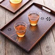 Aiyueju camphor wood solid wood fruit tea tray Japanese hollow cherry blossom tableware wooden lacquer home tray