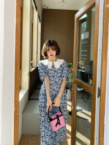 ◆AMUM pregnant womens clothing◆Healing system~fresh blue bottom flower doll collar French romantic dress summer dress