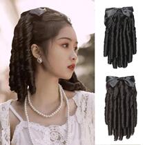 Golden powder family Bai Xiuzhu with cheongsam wig female Republic of China retro celebrity curly hair Roman roll Princess roll ponytail