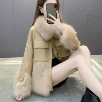 Fox fur young fur 2021 new female short style fried street hair stitching real fur one coat explosion