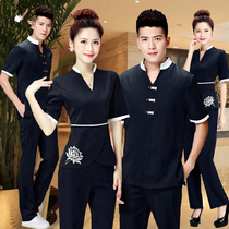2021 new beautician technician work clothes suit foot bath foot massage foot work clothes medium sleeve trousers temperament woman