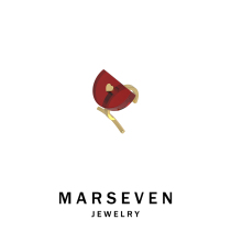 MARSEVEN ukiyo-e series Red heart ear clip personality earrings original independent designer 925 silver lip clip