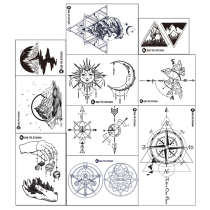 Branch master stars sea literary tattoo stickers Compass Compass waves Mountains and rivers Space Sun moon set of 10