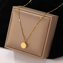 Shanghai Warehouse Spot Ottles Withdrawal Cabinet Clear Cabin 18K Gold Necklace Women Trend Lock Bones Chain Outlets Olaidian
