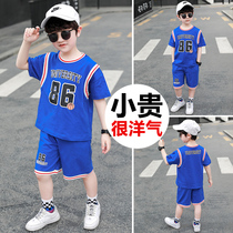 Boys summer clothes basketball suit suit 2022 new childrens clothes foreign air boy handsome sports summer tennis red tides