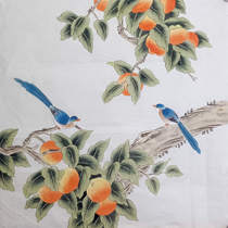 Chinese painting finished meticulous painting finished four-foot bucket flower and bird painting hand-painted authentic meticulous pen Persimmon decorative painting