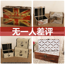 Unique collection-American vintage home decoration Nostalgic storage jewelry box Dresser jewelry wooden box ornaments