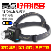led headlight strong light charging super bright head-mounted long battery life induction night fishing special small flashlight miners lamp