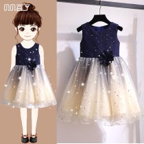 Girls Dress Summer dress Western style girl original starry sky dress Year-old baby birthday princess dress Childrens dress skirt
