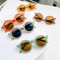 Baby sunglasses new round frame frosted sunglasses male and female anti-UV glasses personality kid sunglasses tide
