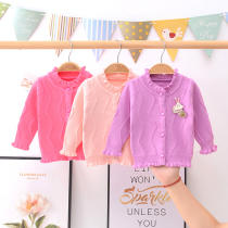 2022 Spring and Autumn Girls Sweater Cardigan Newborn Baby Cotton Wool Knitted Sweater Girls Coat Korean Version