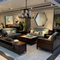 New Chinese style sofa Zen modern living room model room solid wood sofa combination high-end villa light luxury hotel furniture