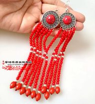 Earrings Mongolian earrings earrings earrings long tassel ears Mongolian robes accessories earrings 2