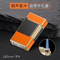 derui derui brand metal business orange side slippery Lancet special lighter windproof straight blue fire