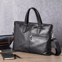 New Tide Man Laptop Briefcase Leather shoulder bag Business Leisure Shoulder Bag Head Layer Cowhide Hand Bag
