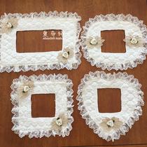 Eight simple white fabric switch sets high-end lace switch sets switch stickers rectangular double switch stickers