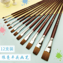 Lin Dou flat head Wolf gouache pen set oil brush watercolor pen acrylic pen beginner art professional pens