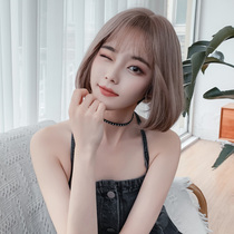 Wig female short hair bobo head net red air bangs round face buckle full head cover type natural realistic bobo head