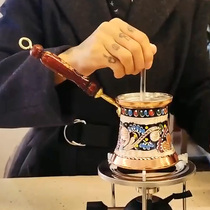 Turkey original imported enamel Cairoe coffee jug pure handicraft article pure copper metal long handle hanging ear handout for home