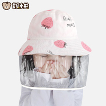 Epidemic protection droplet hat Girl isolation sunscreen Spring and Autumn cotton big brim Fisherman hat Baby strawberry sun hat