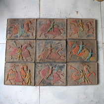 Painted Portrait Brick antique pottery ornaments war horse mural decoration brick retro building wall tile antique collection decoration